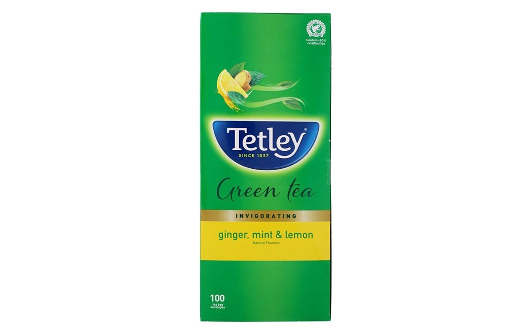 Tetley Green Tea Invigorating (Ginger, Mint & Lemon)   Box  100 pcs